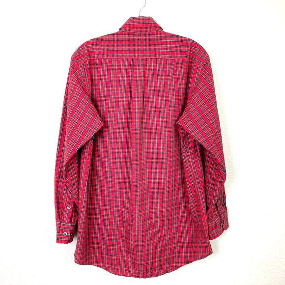 Club Room Men's Dress Shirt Size 14.5 Red Green Plaid Regular Fit Button Up - Picture 5 of 5